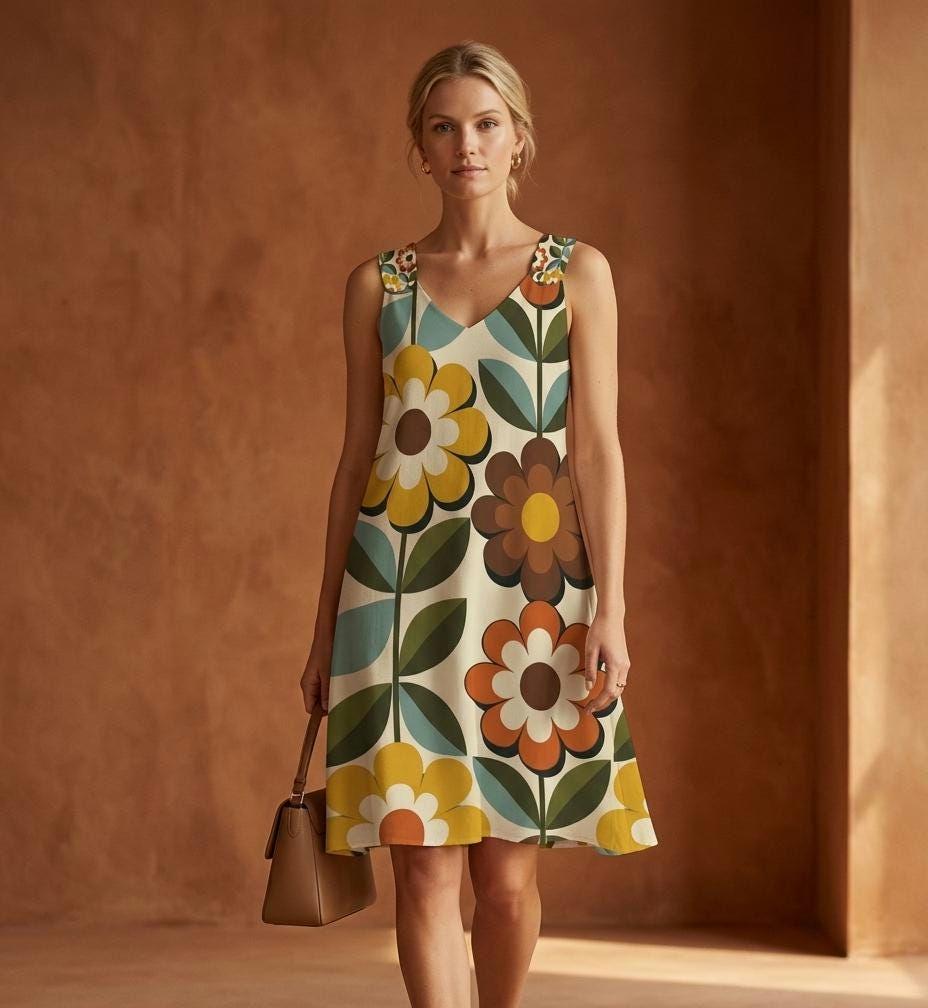 Retro Floral Mini Dress | Sleeveless Resort Vacation Dress