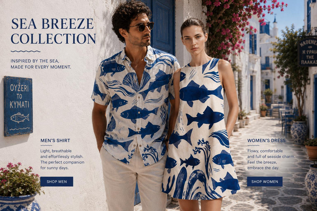 Men’s Mediterranean Fish Shirt | Coastal Resort Button-Up