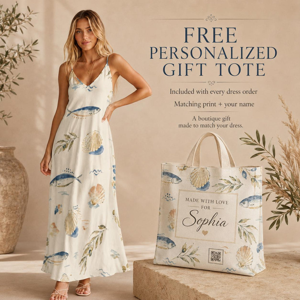 Mediterranean Fish Maxi Dress | Coastal Seashell Resort Sundress