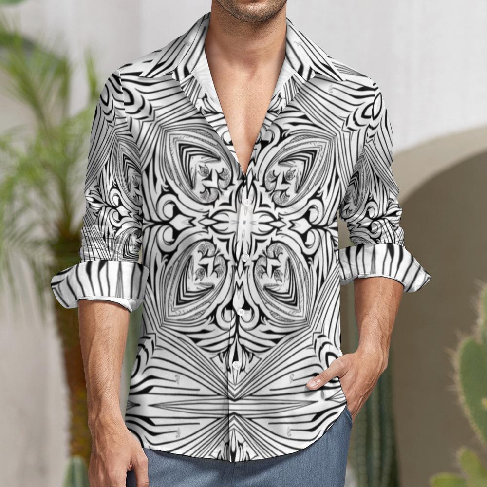 Black White Geometric Shirt | Unisex Baroque Artwear Top