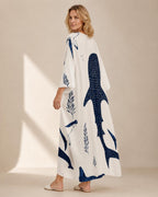 Whale Shark Kaftan Dress | Coastal V-Neck Resort Cover-Up