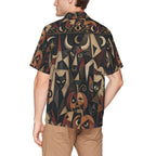 Men’s Gothic Halloween Hawaiian Shirt | Black Cat Pumpkin