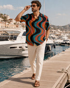 Men’s Retro Wave Hawaiian Shirt | 70s Resort Button-Up
