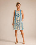 Mediterranean Tile A-Line Dress | Blue White Amalfi Pocket Dress