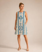 Mediterranean Tile A-Line Dress | Blue White Amalfi Pocket Dress