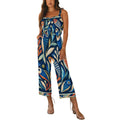 Celestial Mosaic Wide-Leg Jumpsuit with Pockets | Blue Teal