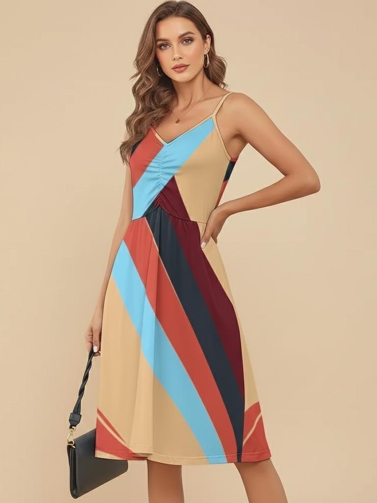 Retro Color Block Maxi Dress | Artistic Resort Sundress