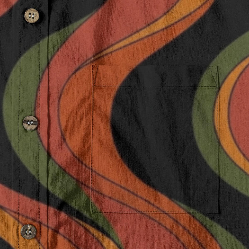 Men’s Retro Wave Cotton Resort Shirt | 70s Mediterranean Button-Up