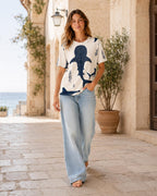Whale Shark Cotton T-Shirt | Cream Coastal Ocean Graphic Tee