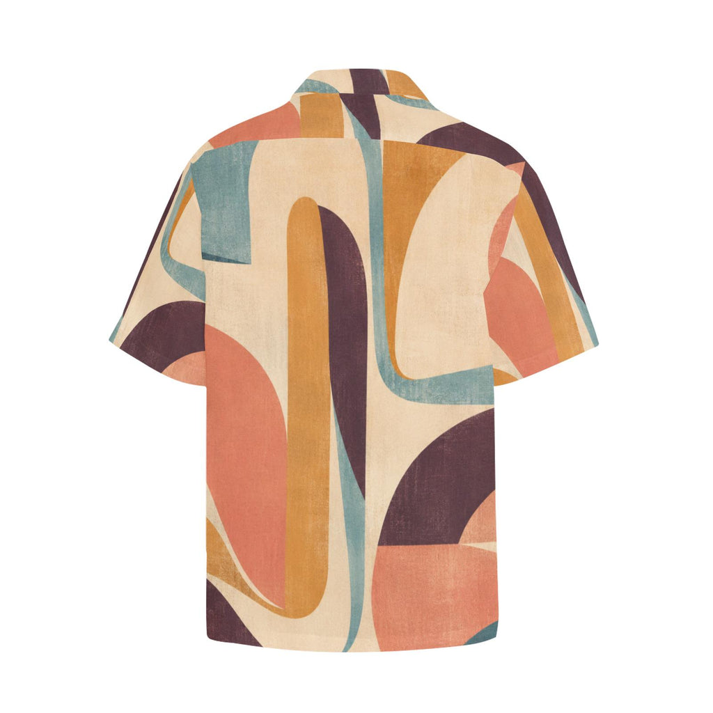 Men’s 70s Abstract Hawaiian Shirt, Geometric Camp Collar Button-Up – image 11