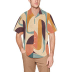 Men’s 70s Abstract Hawaiian Shirt, Geometric Camp Collar Button-Up – image 14