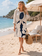 Whale Shark Print Oversized T-Shirt Dress with Pockets, Coastal Ocean Style