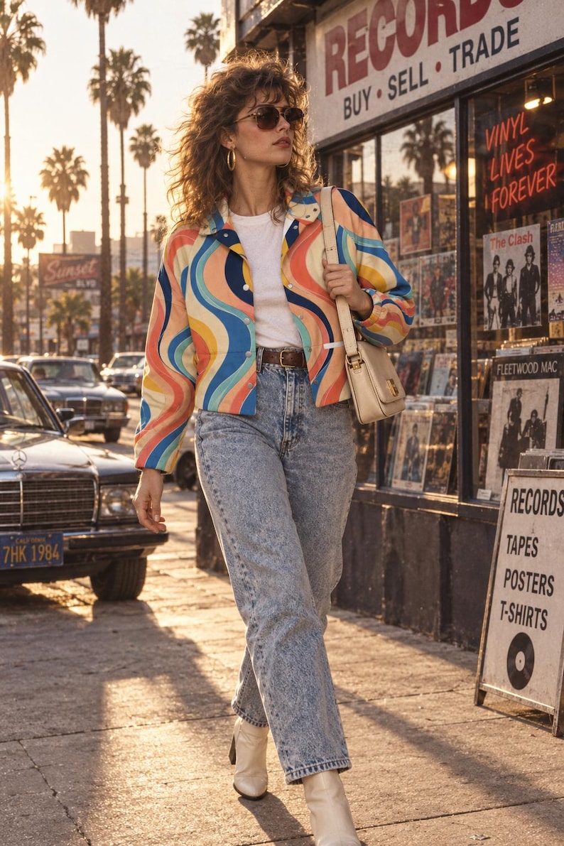 Women’s Retro Wave Fleece Jacket colorful front view