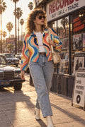 Women’s Retro Wave Fleece Jacket colorful front view