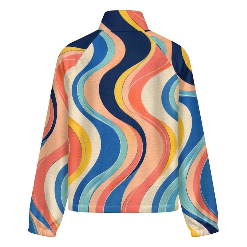 Women’s Retro Wave Fleece Jacket colorful detail view