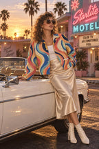 Women’s Retro Wave Fleece Jacket colorful fit view