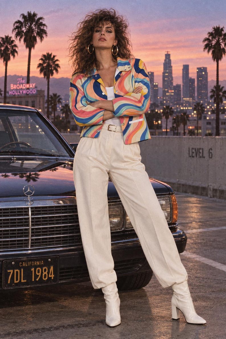 Women’s Retro Wave Fleece Jacket colorful close-up