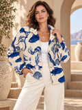 Women’s Mediterranean Fish Print Fleece Jacket front view