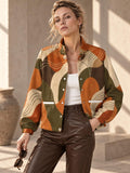 Women’s Retro Abstract Fleece Jacket front view