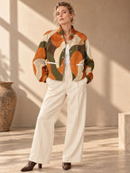 Women’s Retro Abstract Fleece Jacket detail view