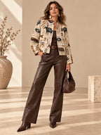 Women’s Folk Art Animal Print Jacket detail view