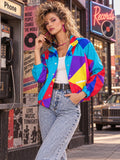 Women’s Colorful Geometric Jacket front view