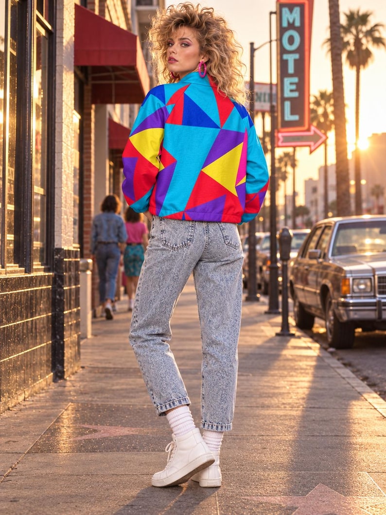 Women’s Colorful Geometric Jacket styling view