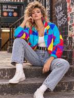 Women’s Colorful Geometric Jacket fit view