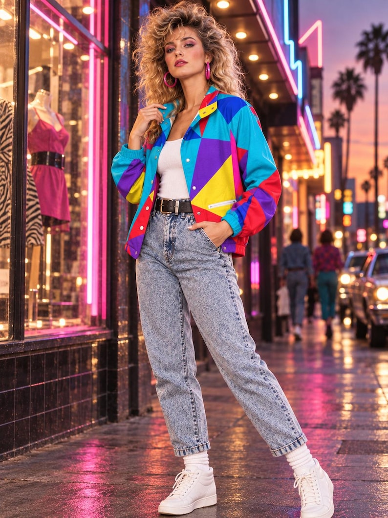 Women’s Colorful Geometric Jacket close-up