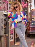 Women’s Ivory Geometric Jacket front view