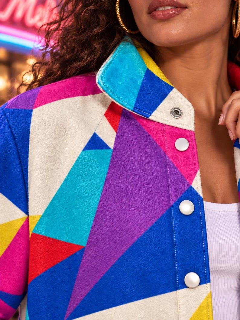 Women’s Ivory Geometric Jacket fit view