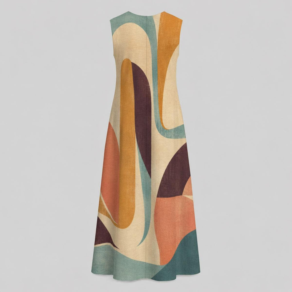 60s Color Block Cotton Midi Dress | Mod A-Line Pocket Dress