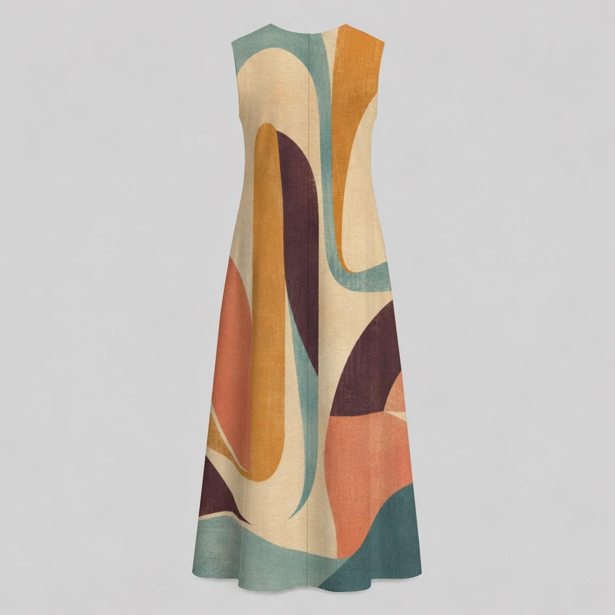 60s Color Block Cotton Midi Dress | Mod A-Line Pocket Dress