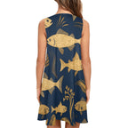Coastal Fish Pocket Dress | Nautical Resort Summer Dress
