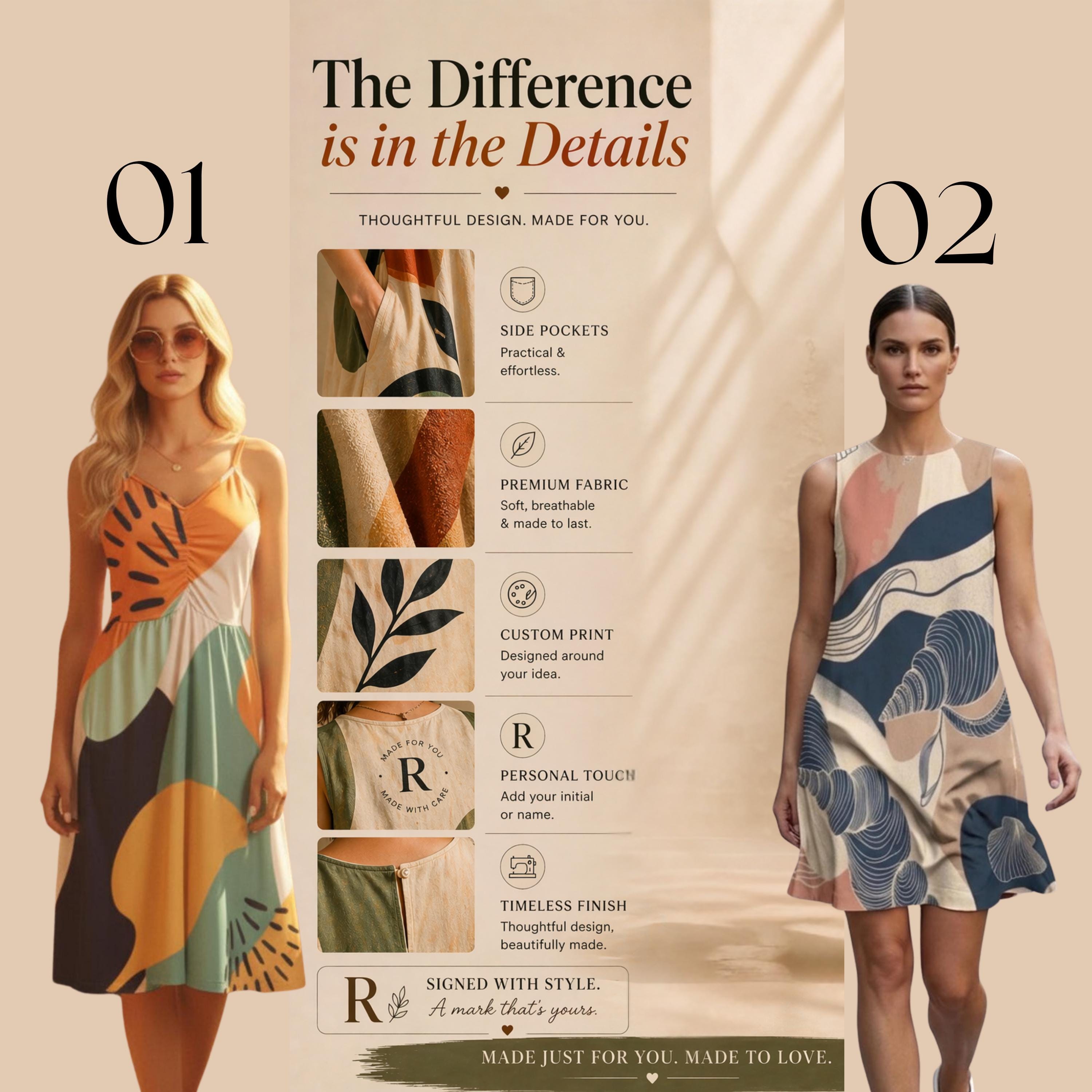 Custom A-Line Midi Dress | Design Your Own Personalized Dress