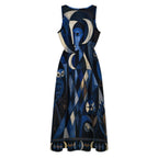 Evil Eye Celestial Maxi Dress with Pockets | Blue V-Neck
