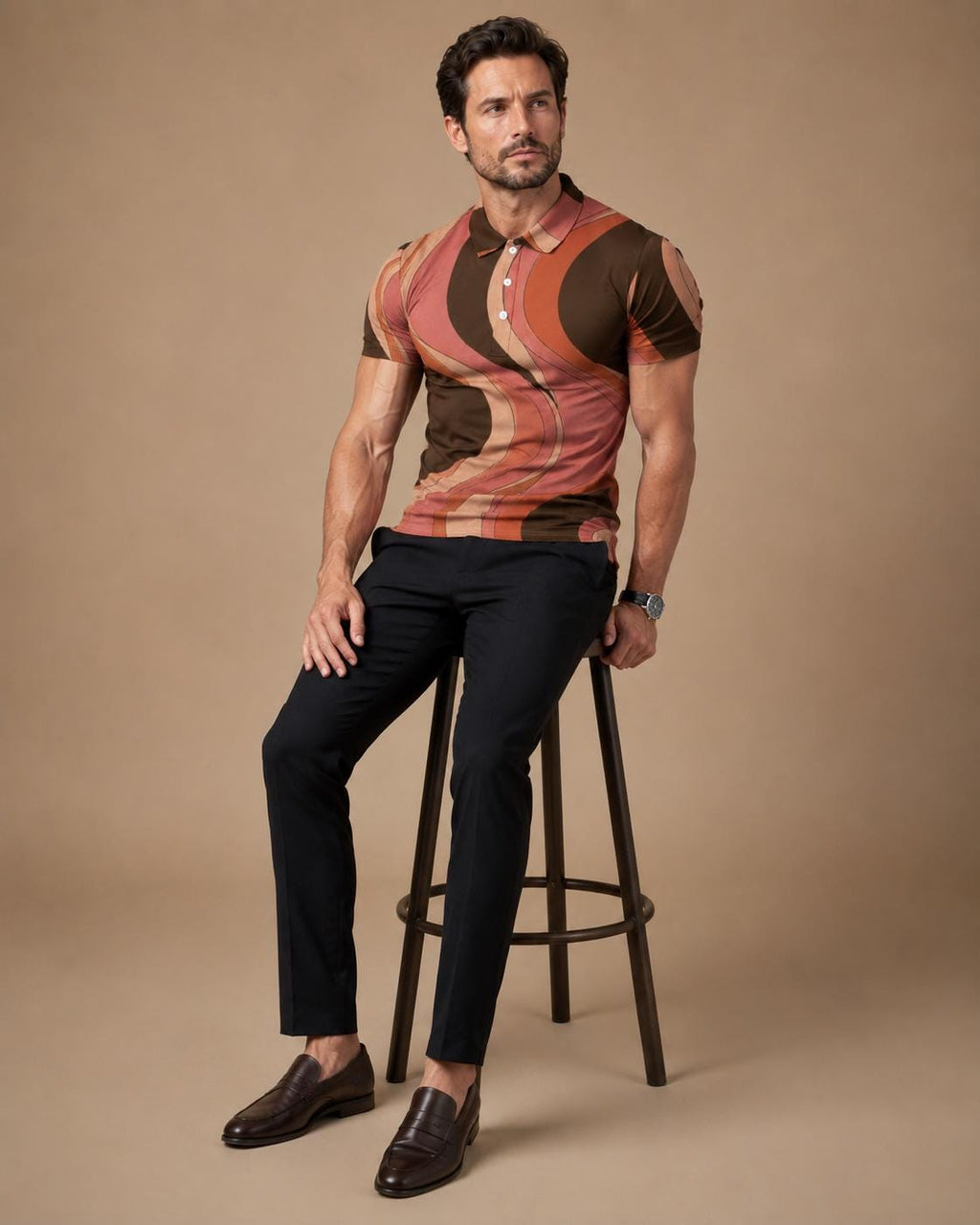 Men’s 70s Geometric Polo Shirt | Retro Resort Golf Polo