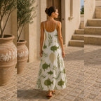 Coastal Fish Print Maxi Dress | Elegant Mediterranean Resort Dress