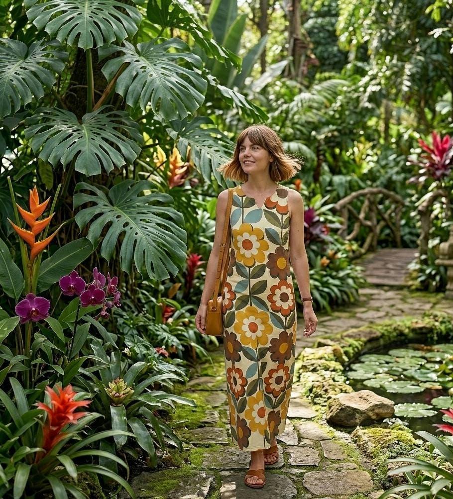 Retro Floral Maxi Dress with Pockets | Vintage Wedding Guest Dress
