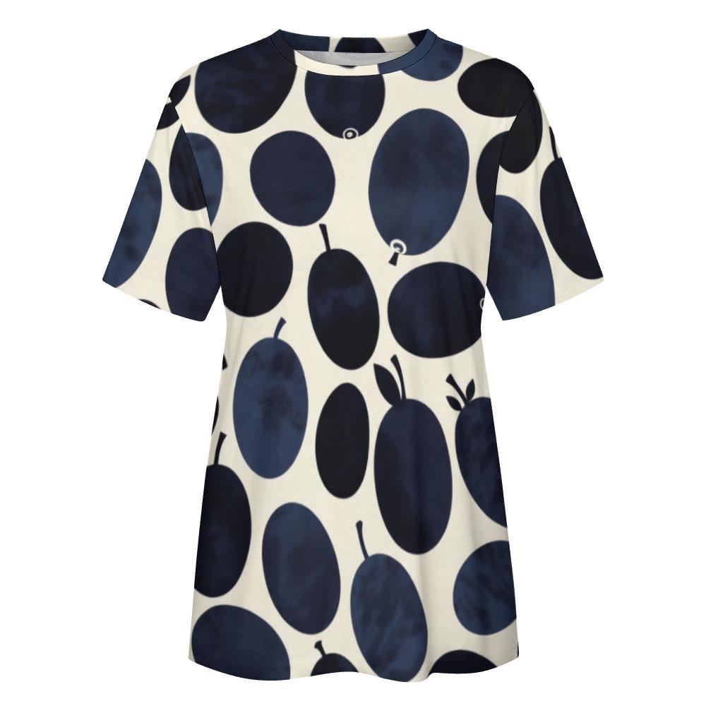 Abstract Navy Fruit Cotton T-Shirt | Mediterranean Market Tee