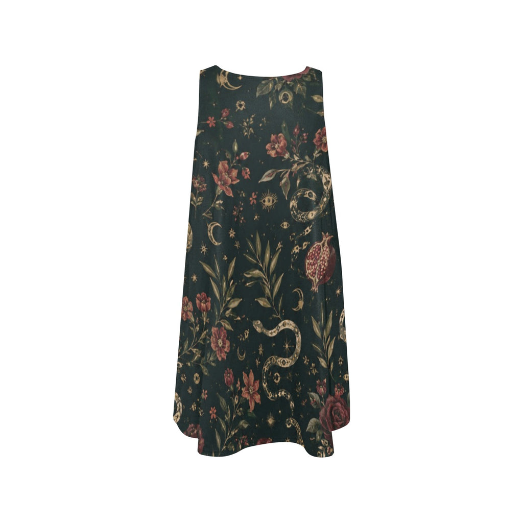 Midnight Botanical A-Line Mini Dress with Pockets | Wearable Art