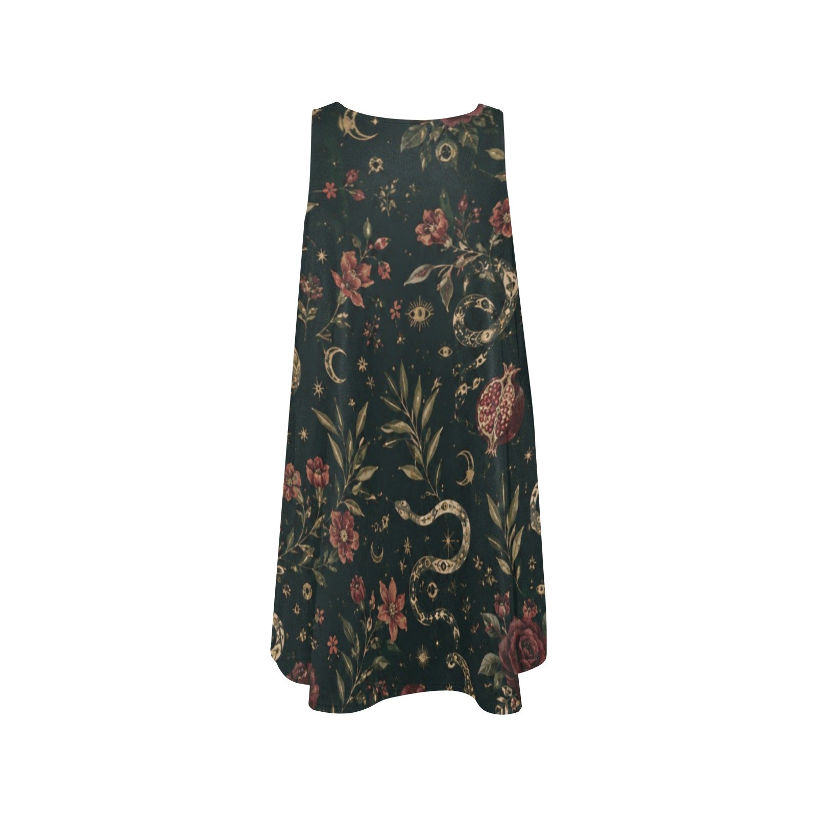 Midnight Botanical A-Line Mini Dress with Pockets | Wearable Art