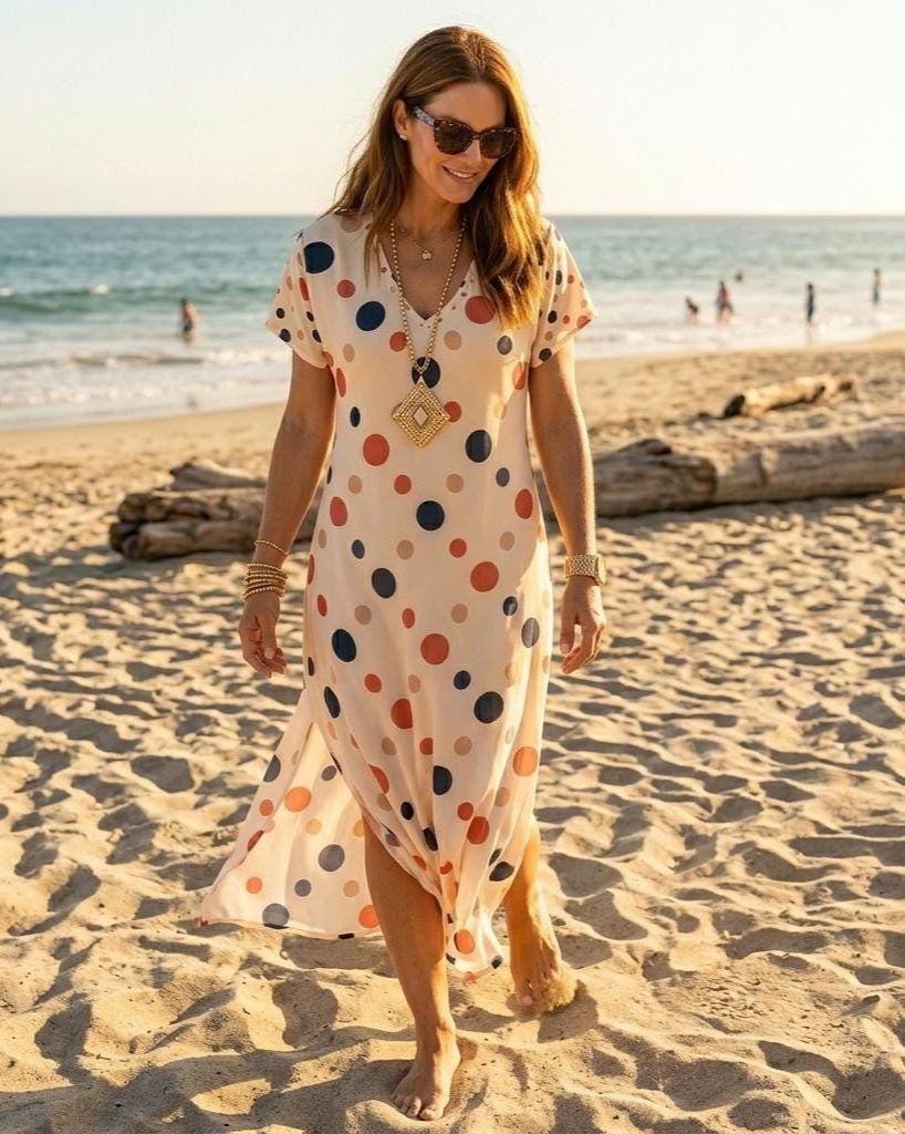 French Riviera Polka Dot Maxi Dress | Coastal V-Neck Resort Dress