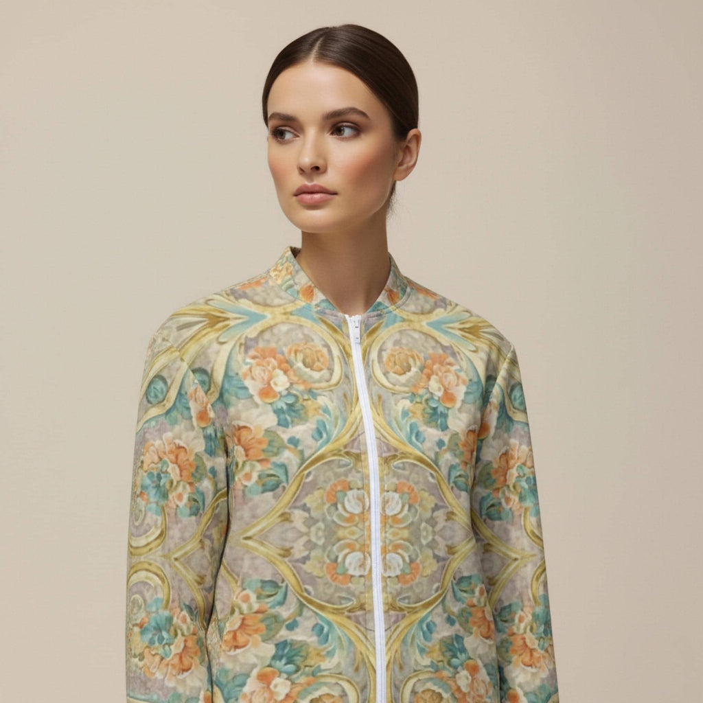 Floral Bomber Jacket | Boho Lightweight Spring Statement Jacket