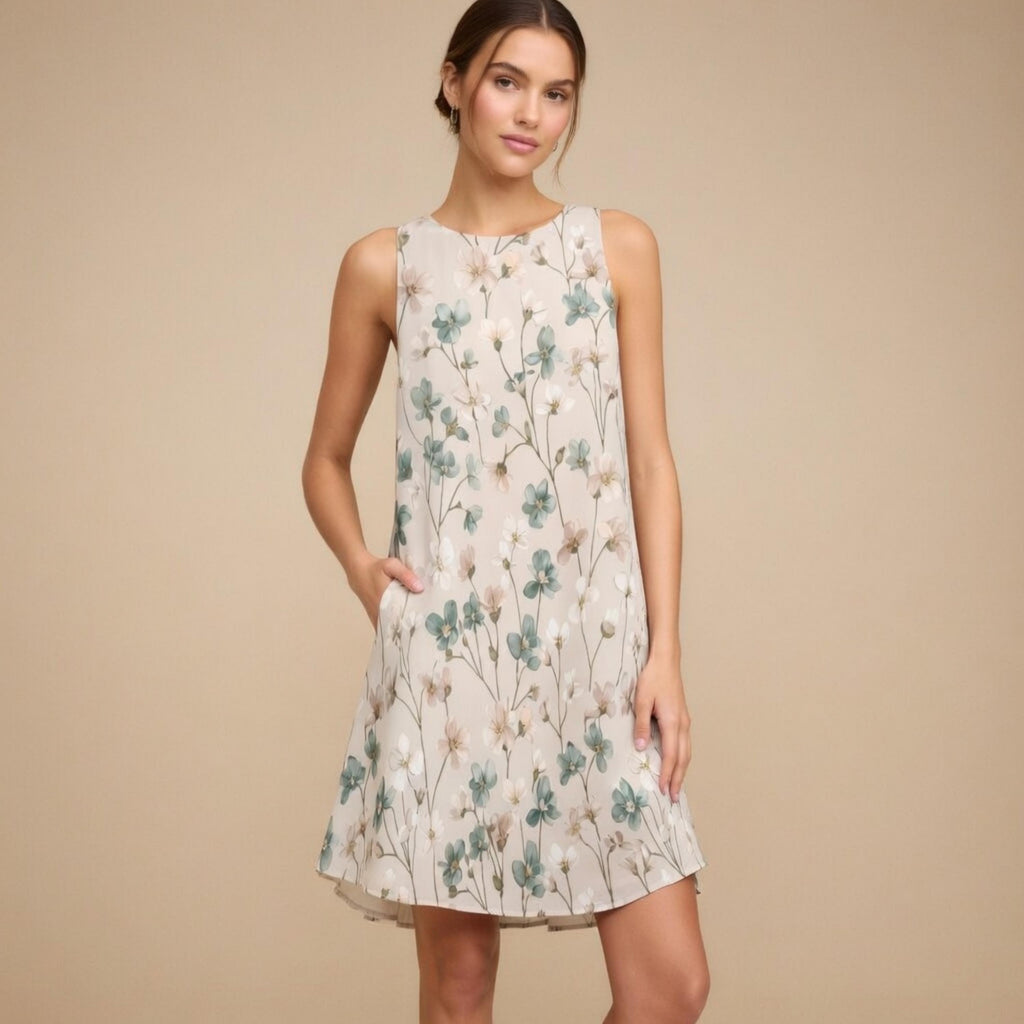 Floral A-Line Pocket Mini Dress | Lightweight Summer Dress