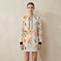 Watercolor Floral Hoodie Dress | Long Sleeve Casual Sweatshirt Dress