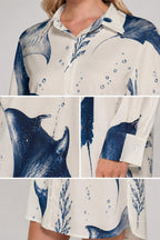 Manta Ray Mini Shirt Dress | Coastal Resort Vacation Dress