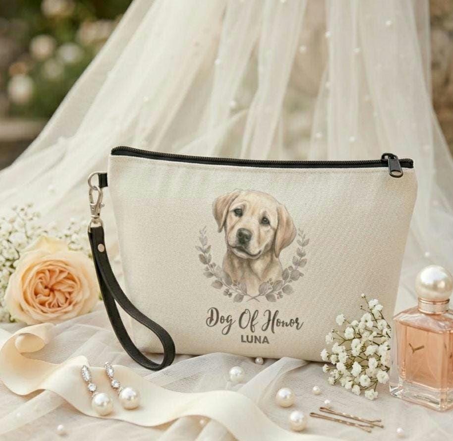 Personalized Dog of Honor Cosmetic Bag | Custom Pet Wedding Pouch