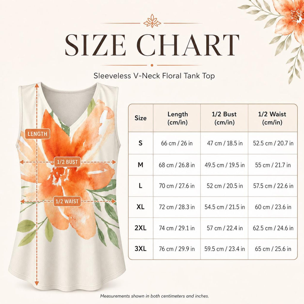 Orange Lily Floral Tank Top | Watercolor V-Neck Vacation Blouse