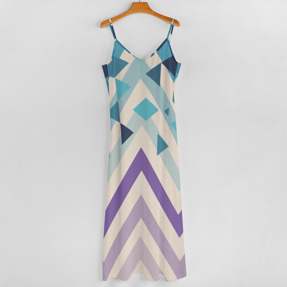 Modern Geometric Maxi Dress | Boho Abstract Summer Dress